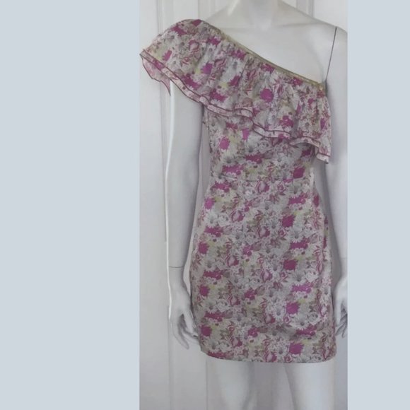 One Shoulder Lined Floral Party Dress SZ Jr. Med NWOT - Picture 2 of 7